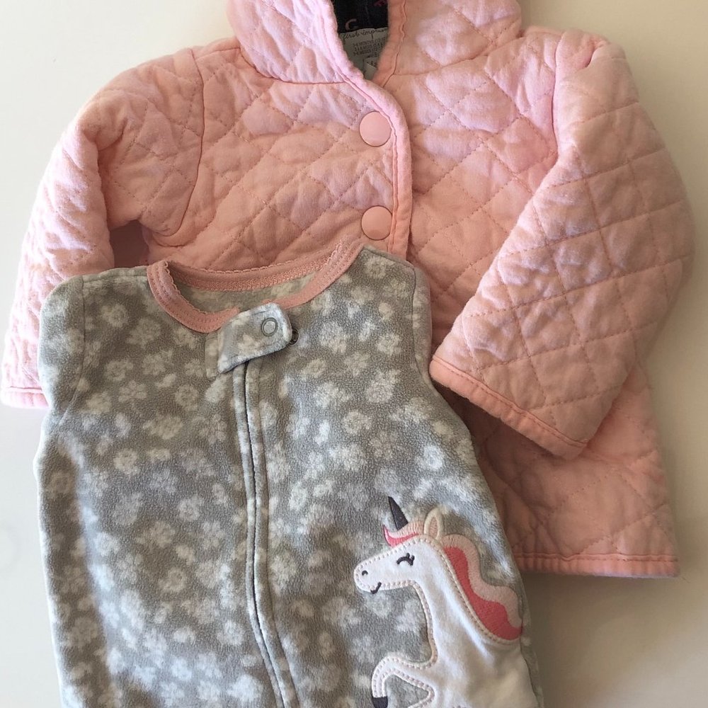 Lot of 2: Jacket Size 3-6M, Sleep N' Play Footie Size 3M